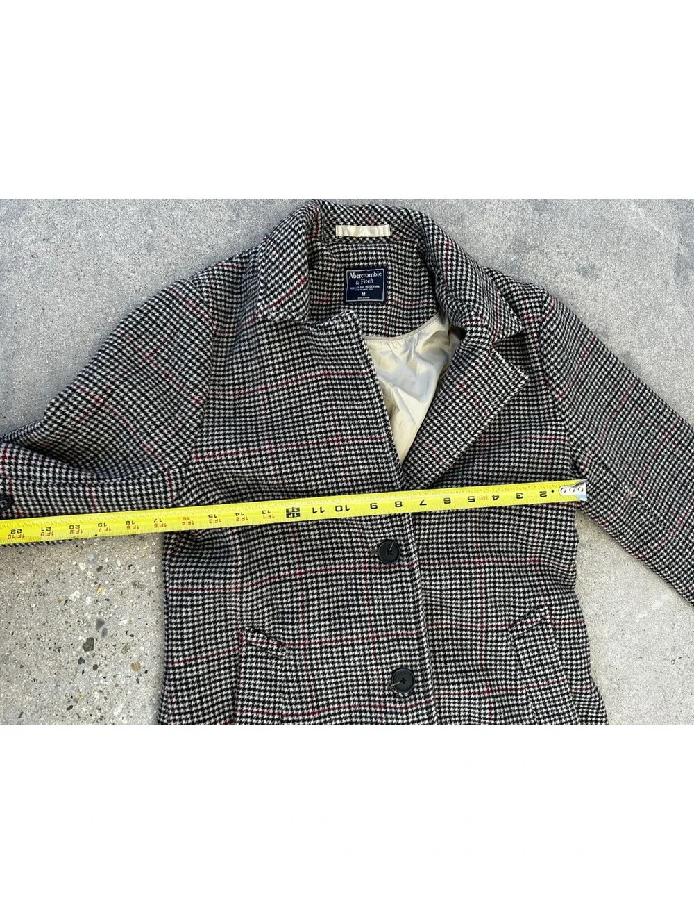 Abercrombie & Fitch A&F Wool Blend Houndstooth Blazer Coat Plaid Size Medium